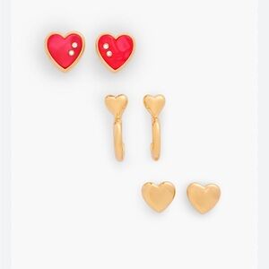 Talbots Gold and Red Heart Jewelry Set